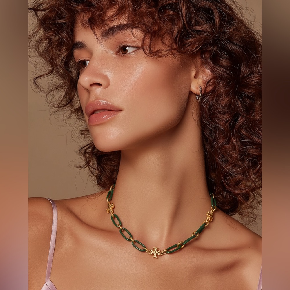 Tory Burch Green and Gold Necklace